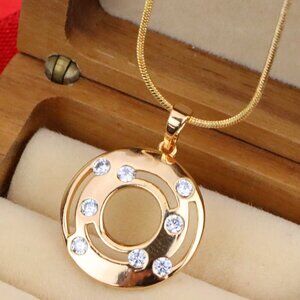 "Rose Gold Circular Pendant with Crystals, XPPT1205